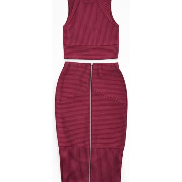 GUESS Burgundy Ribbed 2-Piece Set | Small - Picture 1 of 6